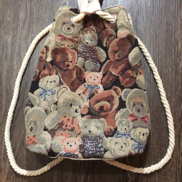Vintage Tapestry Teddy Bear Backpack - Picture 3 of 16